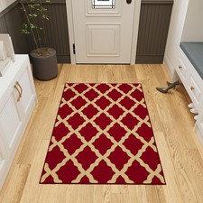 Ottomanson 3'3"x5' Trellis Red Area Rug Non-Slip Durable Indoor Floor Carpet