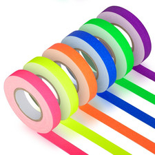 GEYYANG Spike Tape, 6-Pack Colored Gaffers Tape 1/2 Inch X 11 Yards, Black Light