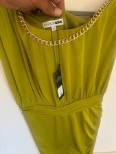 Fashion Nova Faye Midi Dress in Green with Gold Chain Detail