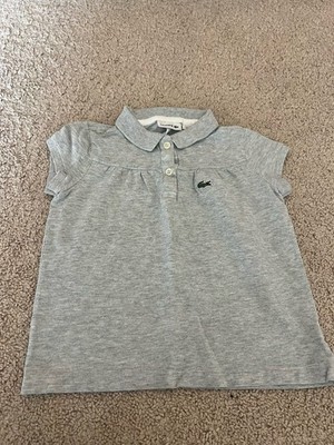 Lacoste Girls Gray Heather Pique Polo Shirt Collared Short Sleeve Size 6