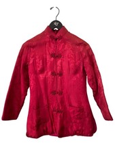 Lucky Traditional Chinese Silk Jacket Size Medium Jacquard Frog Button Mandarin
