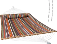Quilted Outdoor Hammock with Spreader Bars- Heavy-Duty 450-Pound Capacity Double