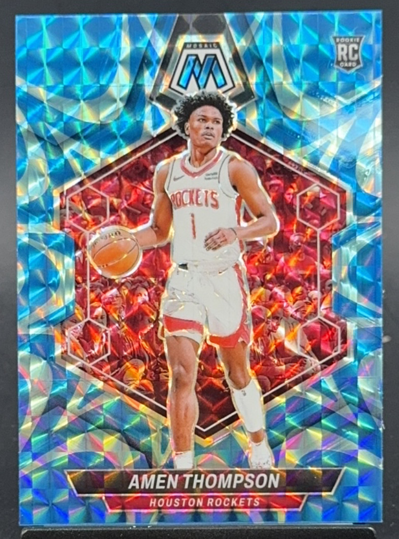 Amen Thompson 2023-24 Panini Mosaic Blue Reactive RC Houston Rockets #230
