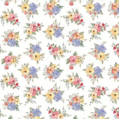 Coastal Cottage By  Clothworks - White Tossed Floral  #Y4743-1