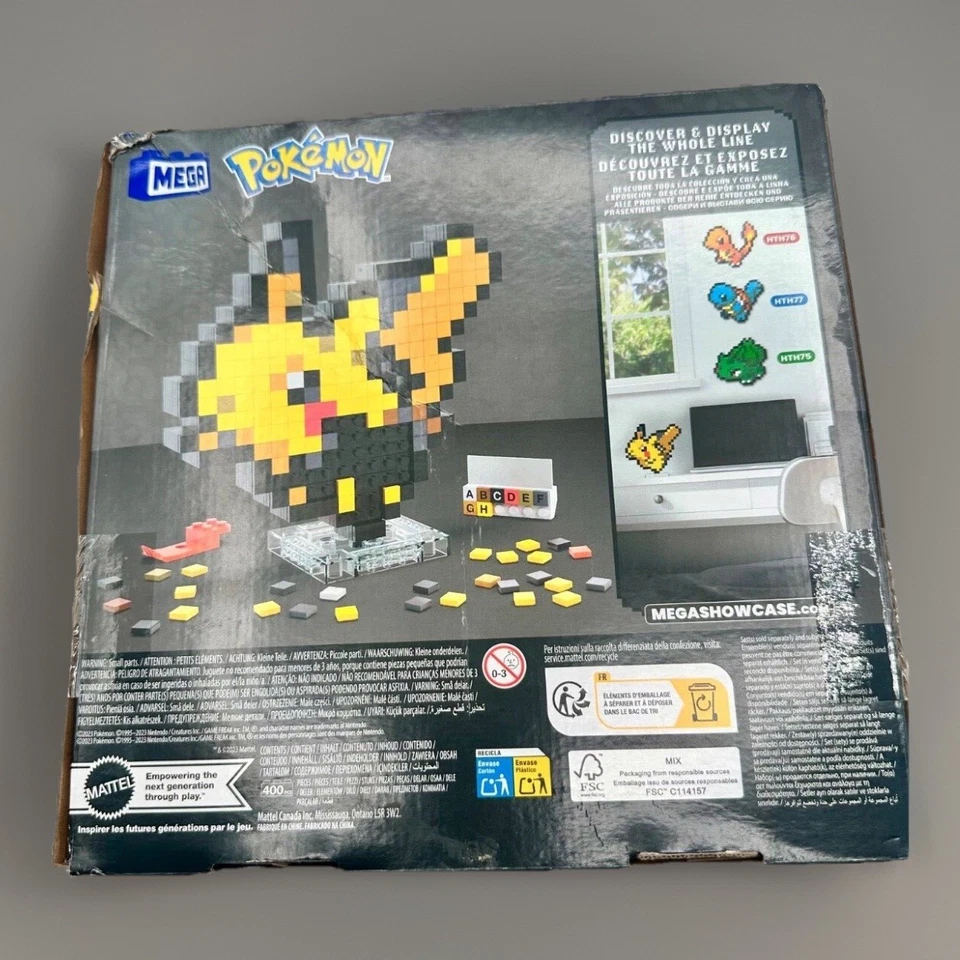 Mega Pokémon Pikachu Pixel Art Kit 400 Piezas Set de Construcción Edad 13+ Mattel Pixel Foto 2 de 2