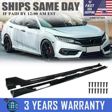 For Honda Civic Sedan 2016-2021 Gloss Black V Style Side Skirts Extension Panel