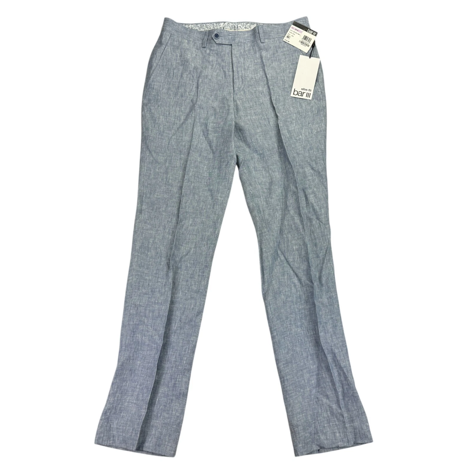 Bar III Mens Slim Fit 100% Linen Suit Pants Blue 32x34