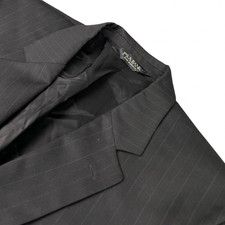 Jos A Bank Men  s 100 Wool 2-Button Blazer Black Stripe   46L