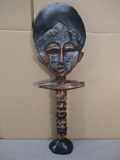 VTG Handcrafted African Folk Art Ashanti Akua'ba Fertility Doll Wood Statue I 