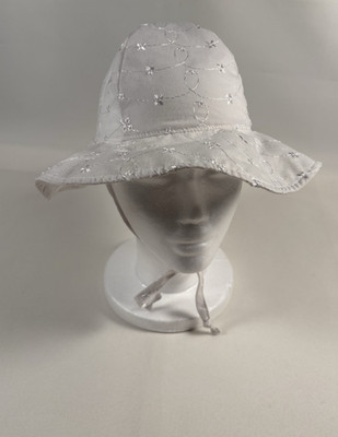The Original Flap Happy Toddler Kids Sun Hat Size L White Eyelet-Lace Tie Floppy