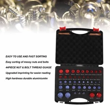 44pcs Nut and Bolt Thread Checker Red Blue Nut and Bolt Size Gauge Inch Metric