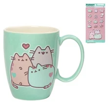 Pusheen Pastel Mug Stoneware Coffee Mug & Pusheen Puffy Stickers, 12 oz NIB