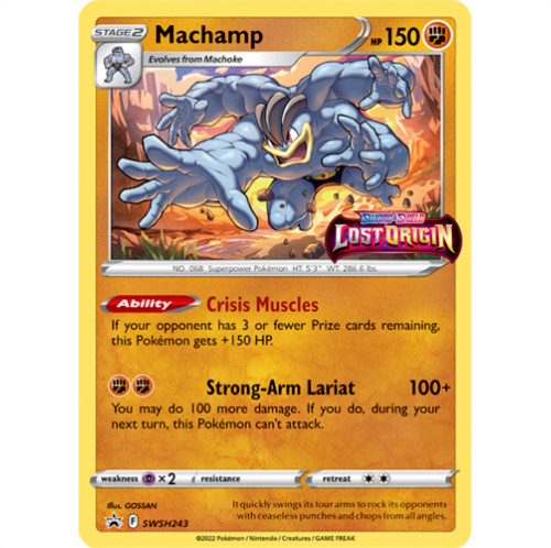 Machamp SWSH243 NM Lost Origin Stamped Prerelease Black Star Promo