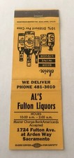 Ancienne couverture de livre d’allumettes couverture d’allumettes Al's Fulton Liquors Sacramento CA