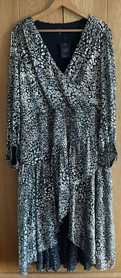 JOANNA HOPE Kleid Silber Blau Anlass Größe 22 Abend Tauchsaum Hochzeit Rennen