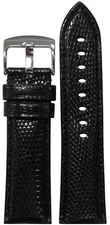 24mm Panatime Black Genuine Lizard Watch Band with Match Stitching 24/22 120/75
