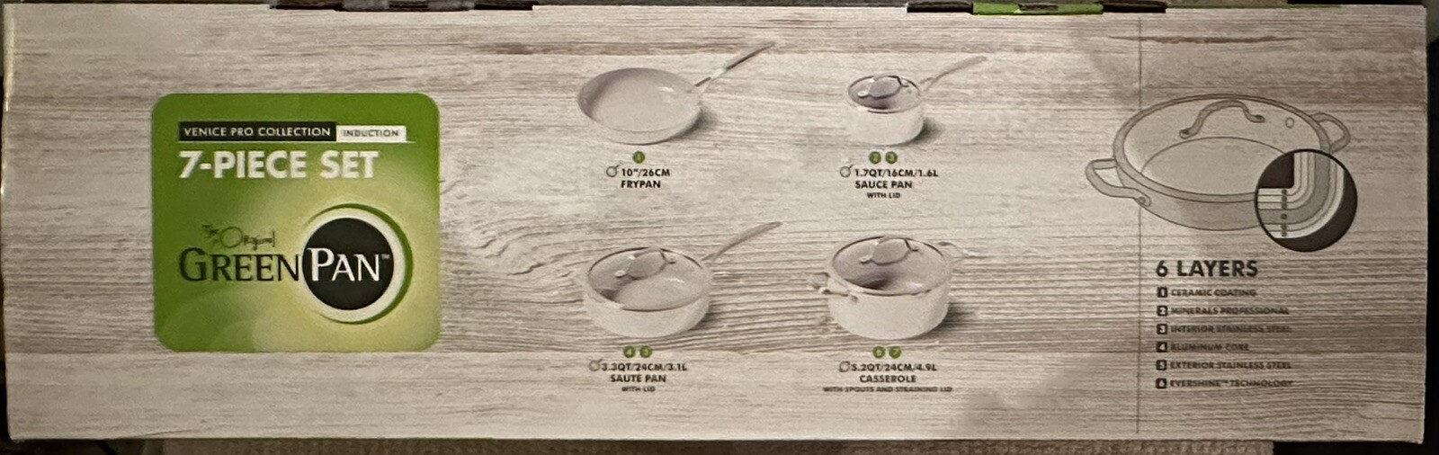 NIB The Original GreenPan Venice Pro Collection Induction 7-Piece Set Nonstick