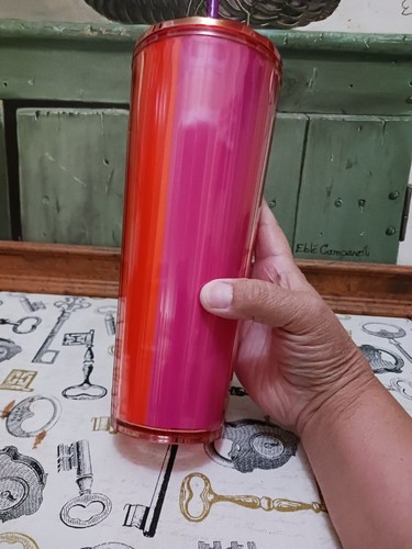 New Starbucks Summer 2024 Venti Dome Tumbler Orange Pink Split Iridecent - Picture 4 of 8