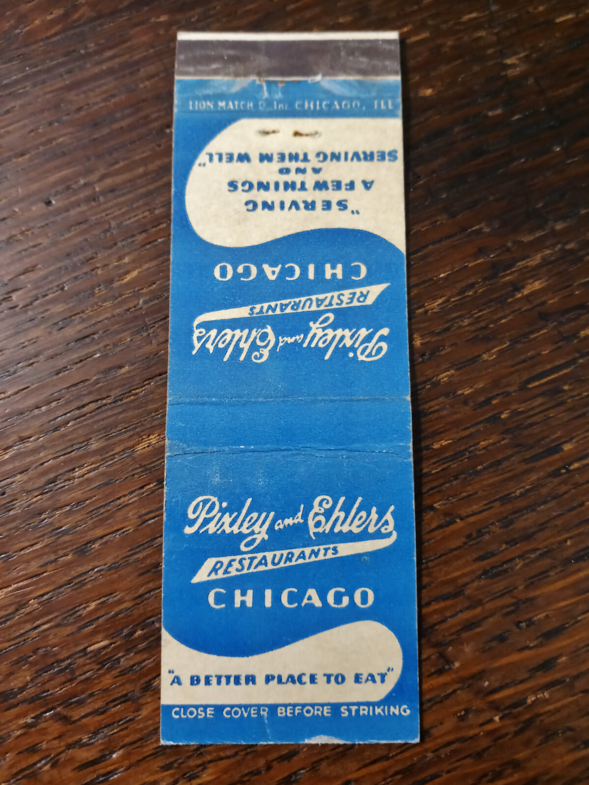Vintage Matchcover Pixley and Ehlers Restaurants, Chicago, IL eBay