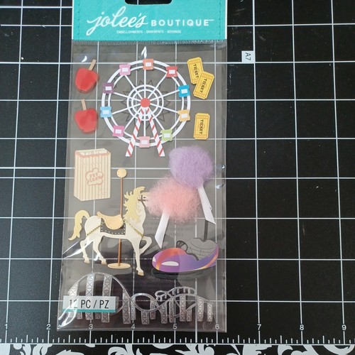 SCRAPBOOK STICKER Carnival Ferris wheel pop corn candy apple bumper car cotton  - Picture 1 of 4