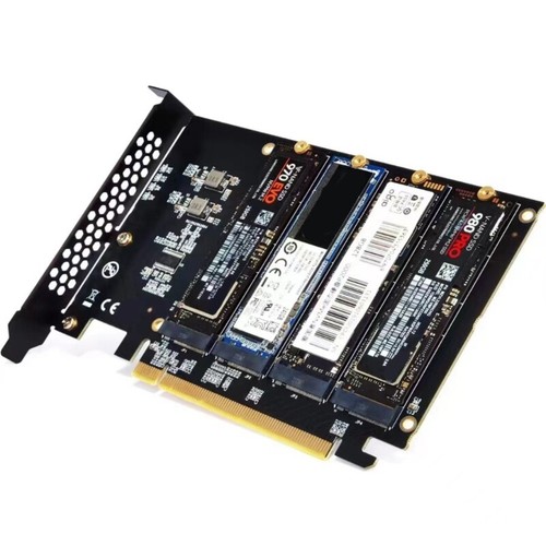 4 Port PCIE X16 to M.2 NVME Controller M.2 Key SSDs Adapter Card with Heat Sink - Afbeelding 6 van 8