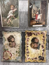 Set of Four Vintage Children Postcards in Protected Sleeve Some writing on back