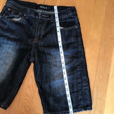 Rebel boys jean shorts bermuda length  sz 16 flat front flap pockets