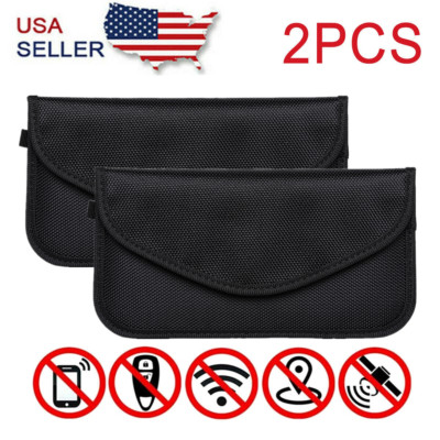 2Pcs Faraday Bag Cell Phone Wallet Blocker RFID Signal Blocking Shielding Pouch