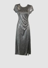 Vince Camuto Women's Silver Long Gown Ruched Bodycon Dress Size XXS