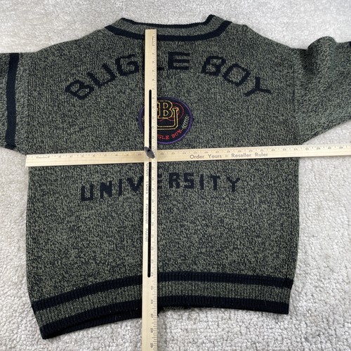 Vintage Bugle Boy Sweater Men's Large Cardigan University Button Up Knit Black - Picture 4 of 12