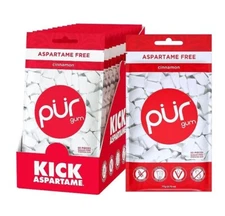 PUR Xylitol Chewing Gum CINNAMON (55 Pieces, 12 Pack) Sugarless Vegan Pure