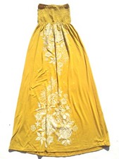 FEATHERS Size Large Mustard Strapless Floral Dress