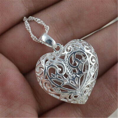 Mode Hübsches Herz 925 Silber Halskette Anhänger Clavicle Frauen Schmuck