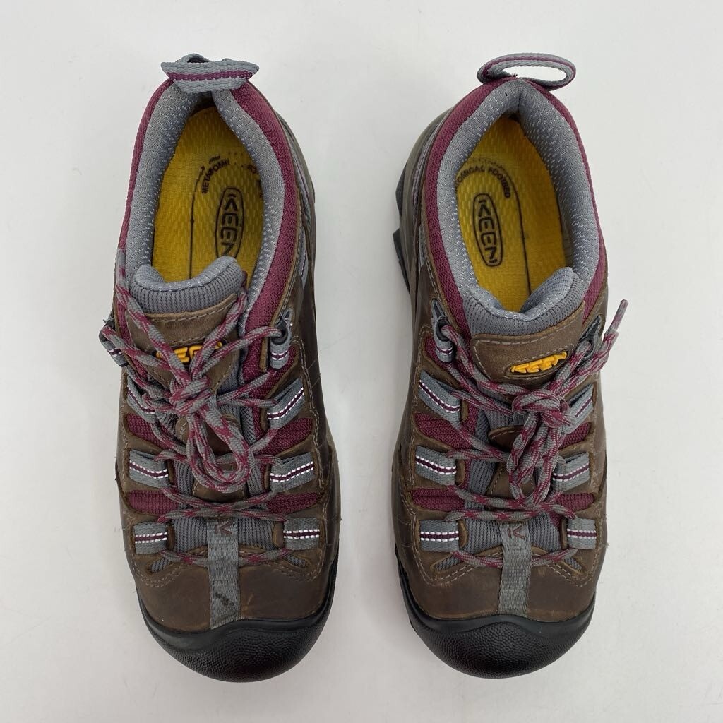 Scarpe da ginnastica Keen donna 7 5M marrone F2413 11 pelle stringate punta in acciaio