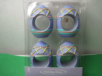 Holiday Home Decorative Easter Egg Napkin Rings Set of 4
