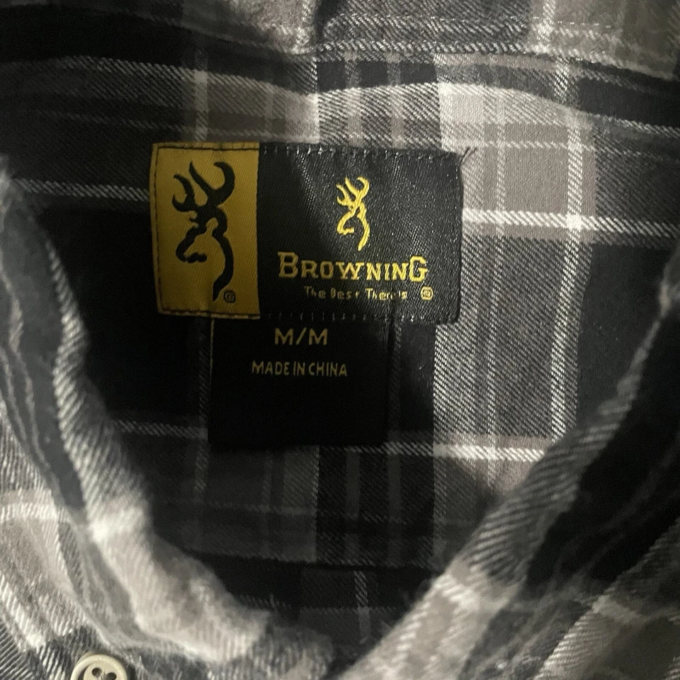 Коричневая фланелевая рубашка мужская средний размер серая клетчатая тяжелая для работы на открытом воздухе с длинным рукавом - Изображение 2 из 4