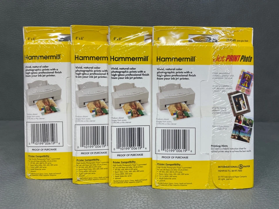 Lot of 4 New Sealed Hammermill Jet Print 4" X 6" Photo Ink Jet 96 Sheets Total - Image 2 of 4
