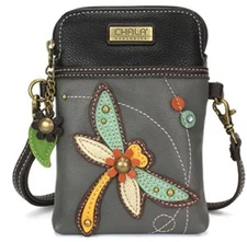 NWT Chala Dragonfly 3 Way Cellphone Crossbody Bag Slim Design Vegan Leather 