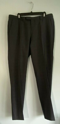 Hugo Boss Gray Black Virgin Wool Plaid Men's Pants 36R