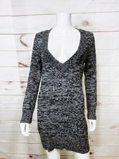 Style & Co Womens Sweater Knit Dress Size S Gray V-Neck Long Sleeve