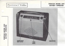 1947 Puritan Model 509 Portable AM Tube Radio Sams Photofact Manual Receiver
