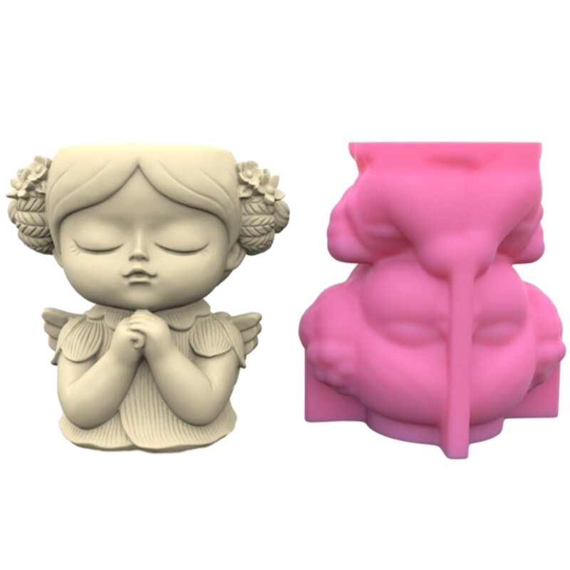 Silicone Mold 3D Girl Flower Pots Mould DIY Handmade Epoxy Resin Mold Decor