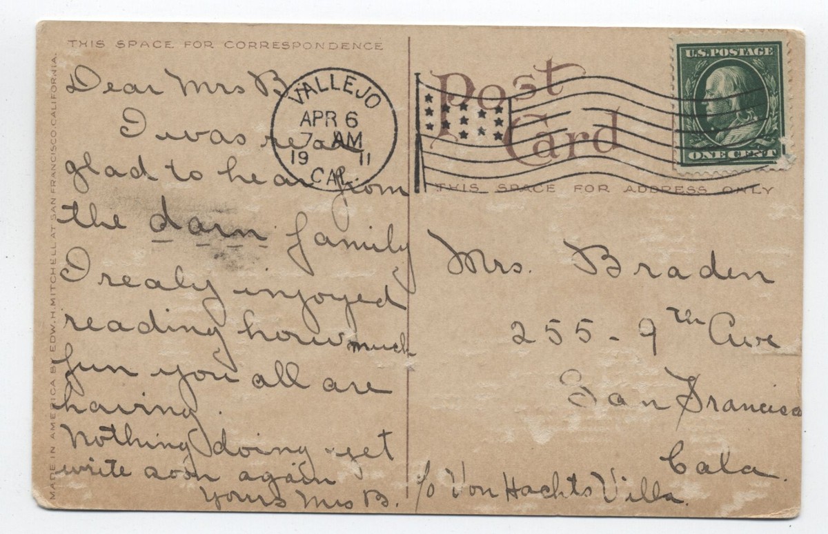 ハガキ中止です。 1911 Vallejo CA flag cancel postcard [SR.690] | eBay