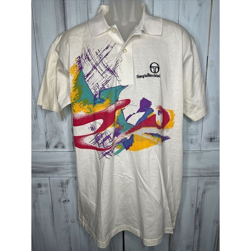 Sergio Tacchini, NWT Vintage Sergio Tacchini Mens Polo Shirt Large 100% Cotton Korea Tennis Logo
