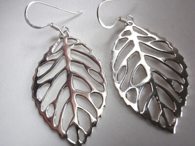 Breitblättrige Ohrhänger 925 Sterling Silber Ohrhänger Laube Blätter Baum Wald