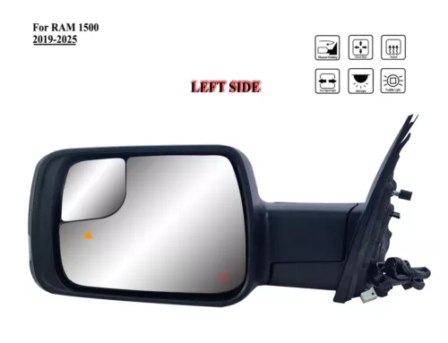 Driver Left Side Door Mirror Power and Heated for 2019 to 2025 RAM 1500