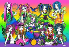 Rainbow Fairy Celebration Candy Music Festival Hippie Signed Myka Jelina Print