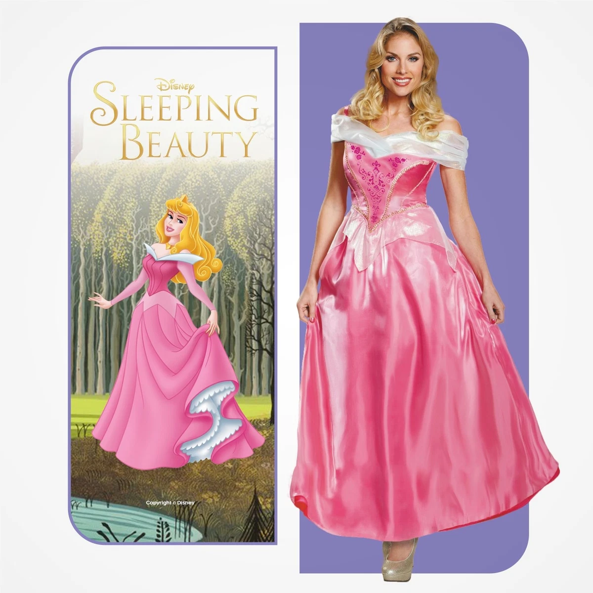 Womens Official Disney Princess Aurora Costume Adult Sleeping Beauty Fancy  Dress