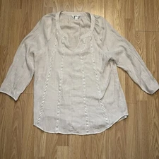 Counterparts Women’s XL Ivory Beach Boho Peasant Blouse Top Casual Lightweight