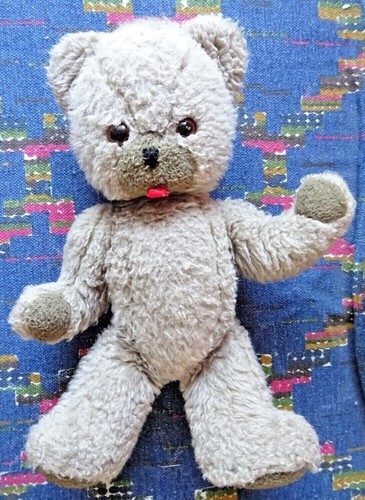 OURS ANCIEN EN peluche en paille Articulé Yeux en verre 45Cm Vintage OURS ANCIEN EN peluche en paille Articulé Yeux en verre 45Cm Vintage